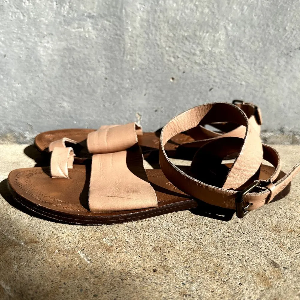 Free People Rose Torrence Sandal Flats Strappy Open Toe Buckle Nude US 6.5 EU 37 - Image 4