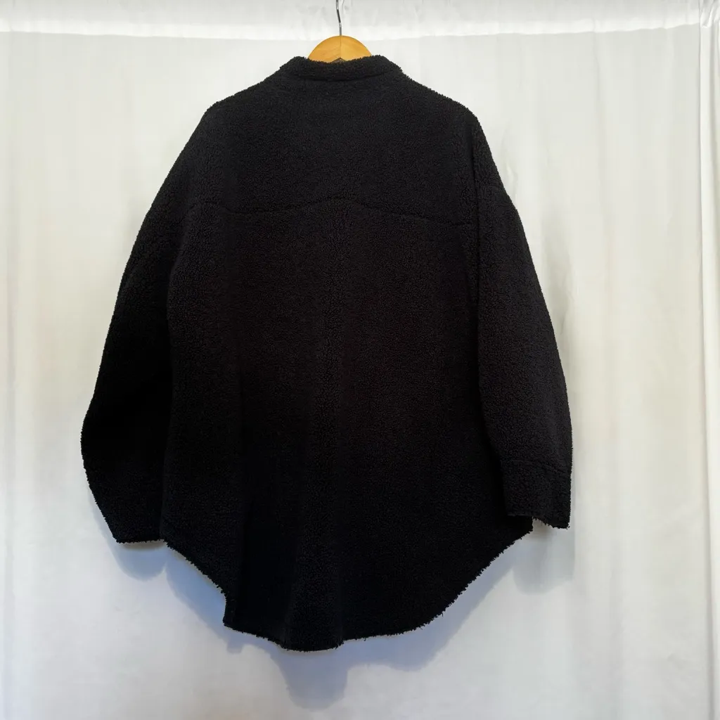 Good American Sherpa Shacket Jacket Midnight Black‎ size 5/6 - Image 3