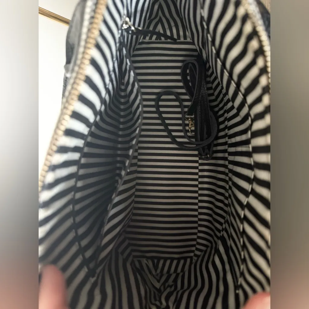 Kate Spade Southport Avenue Jenny Satchel Black Leather w. Black & White Tweed - Image 6