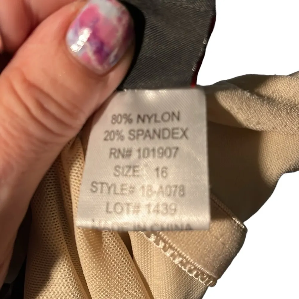 Shore Shapes leopard mesh neckline built in bra slimming nylon spandex blend 1pc Black Size 16 - Image 10