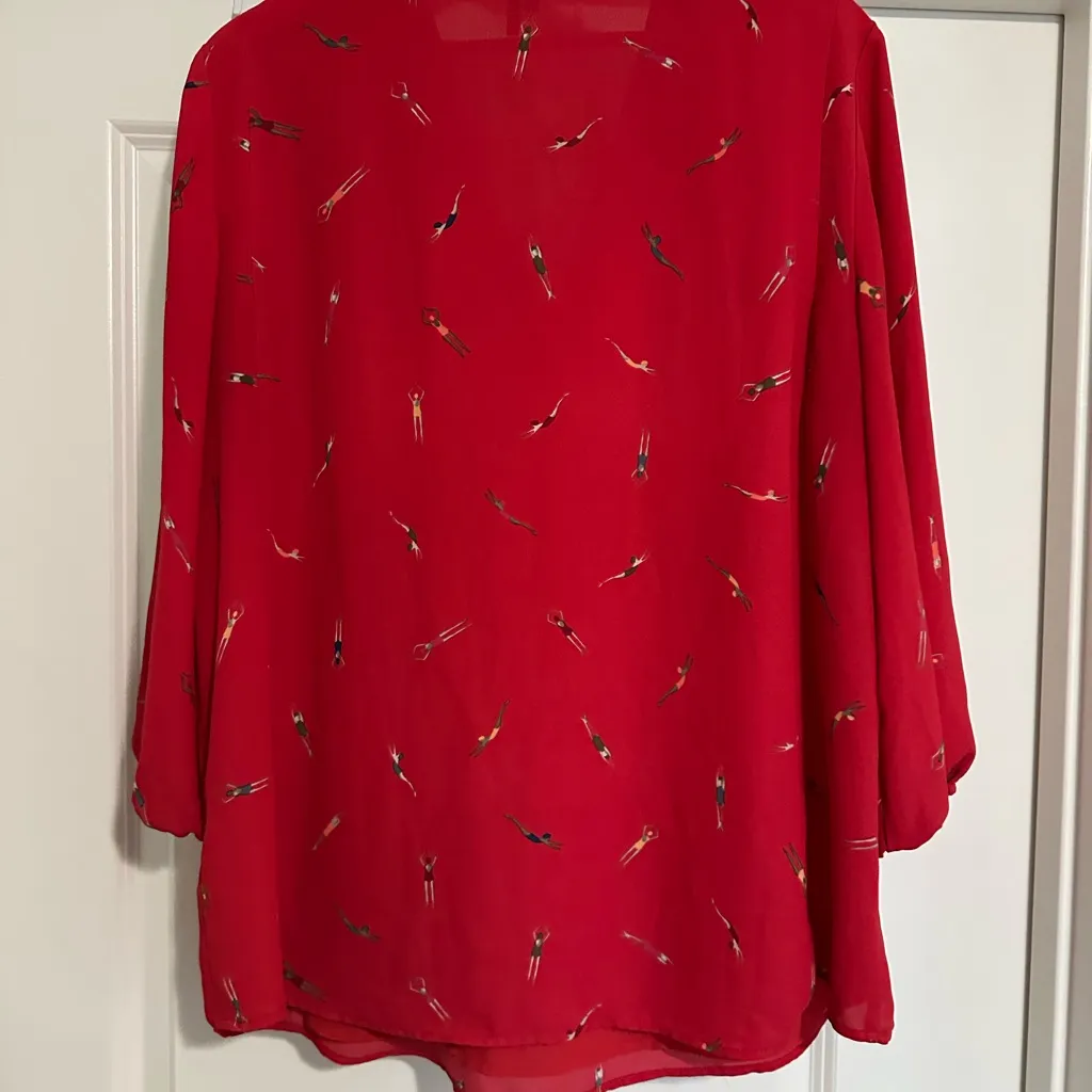 NIC+ZOE Red Patterned Blouse - Image 3