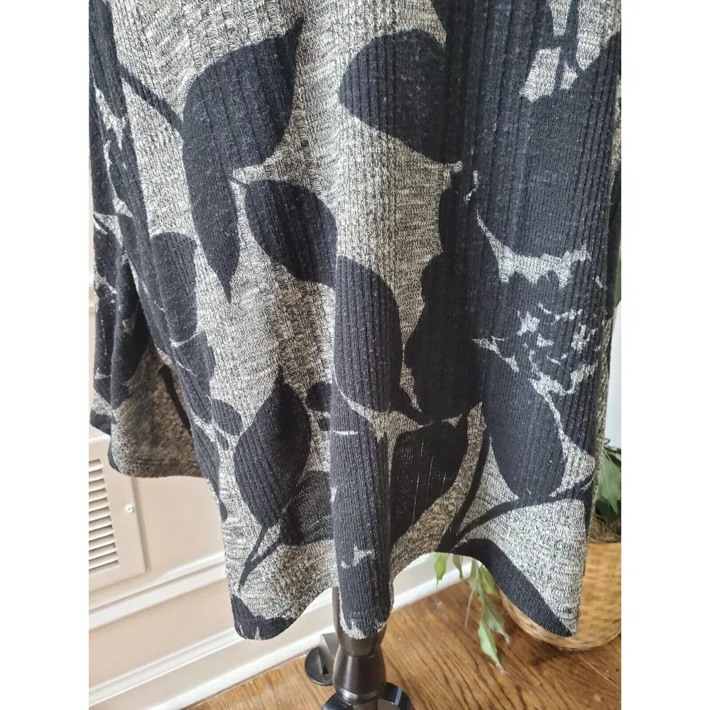 The Line of Style Women's Gray Floral Scoop Neck Long Sleeve Knee Length Dress L Size L - Image 4