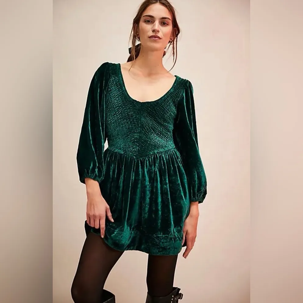 free people velvet mini dress All The Time Velvet Mini Dress