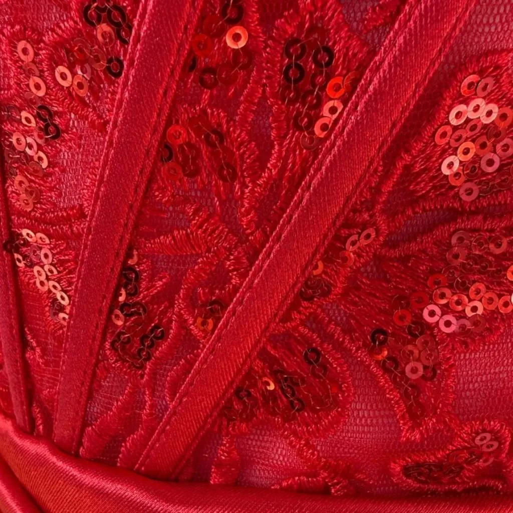 Jovani Strapless Corset Dress Gown Red 49859 Size 2 NWT - Image 3