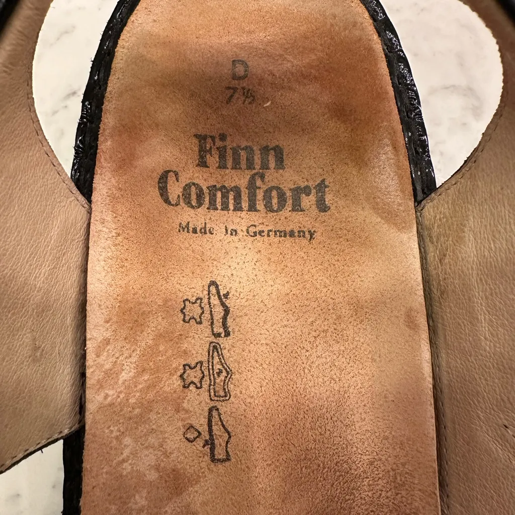 Finn Comfort Adana Dress Sandal Womens 9.5 US/7.5 UK Black Patent Leather Wedge - Image 9