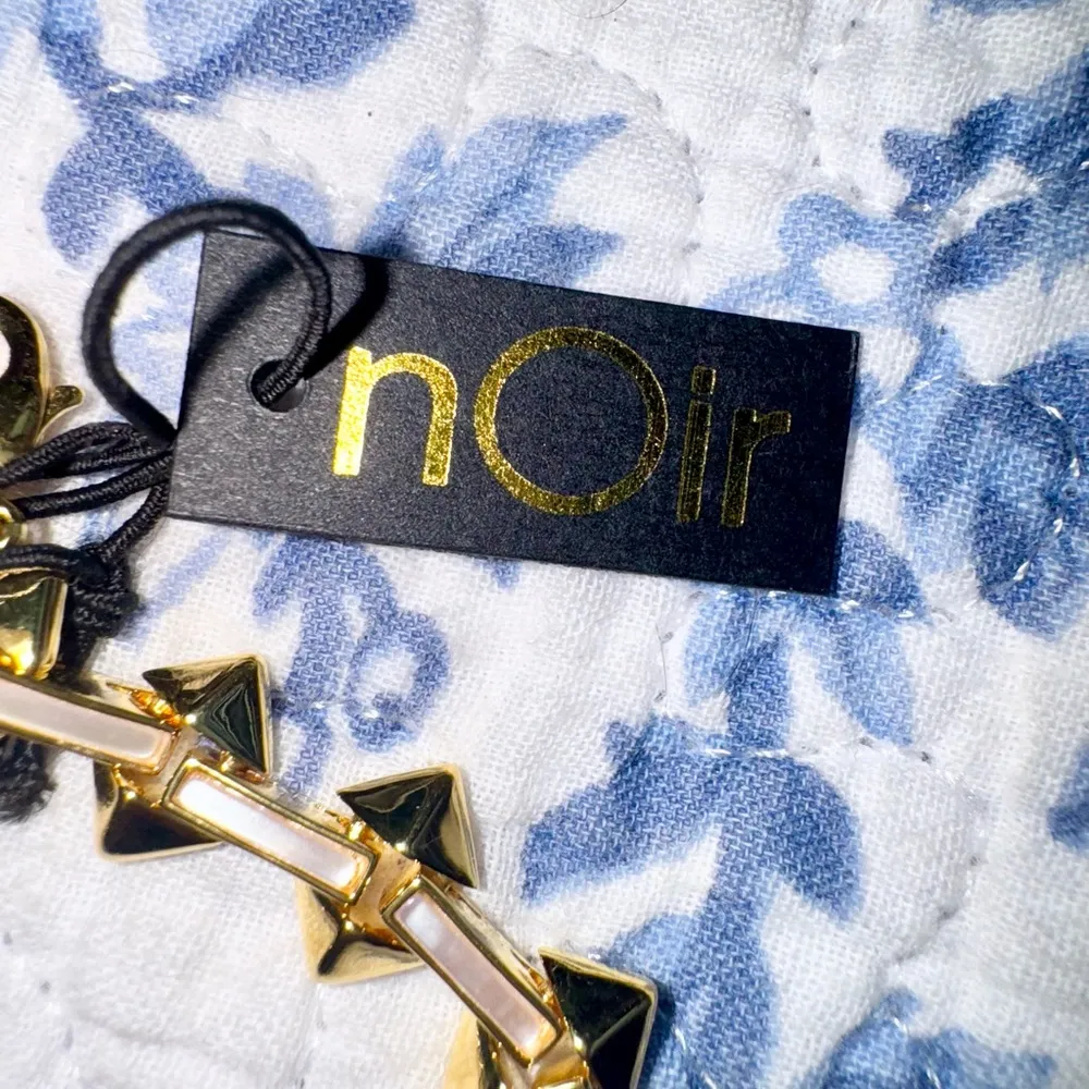 NWT nOir Jewelry brass rhodium plated choker necklace with prisms and opal links Gold - Image 6