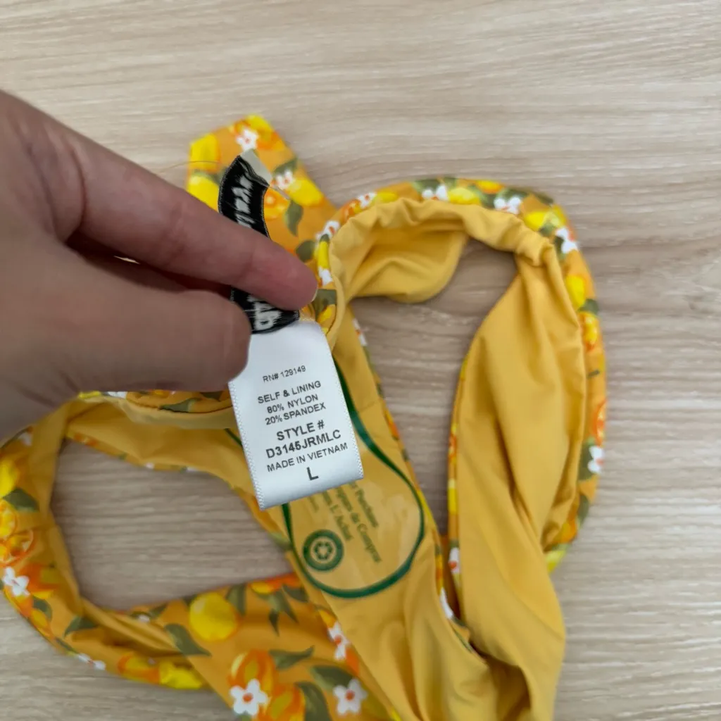 Dippin’ Daisy XS/Large NEW Roma Bikini Set Tie Yellow Lemons Floral High Waist - Image 6