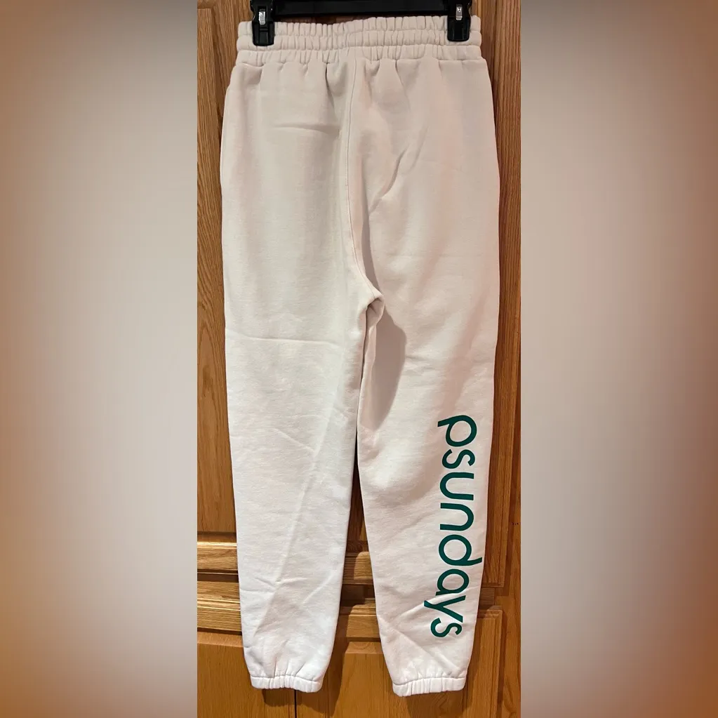 psundays Pickleball Court Sweats Sweat Pants Pockets in Ecru‎ Women’s Size Small Green - Image 15