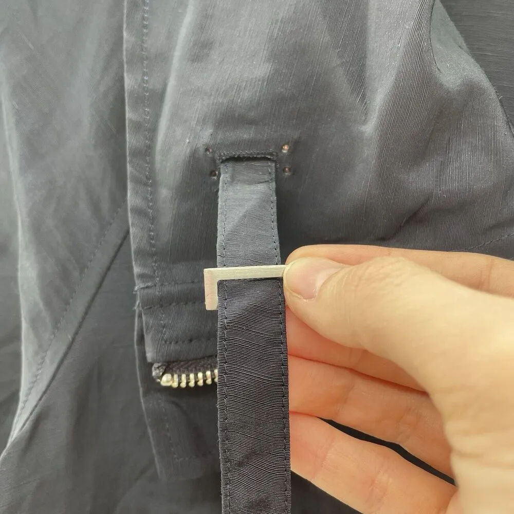 Lafayette 148 Sz 4 Jacket Linen Blend New York Navy Full Zip 3/4 Sleeve Pocket - Image 6