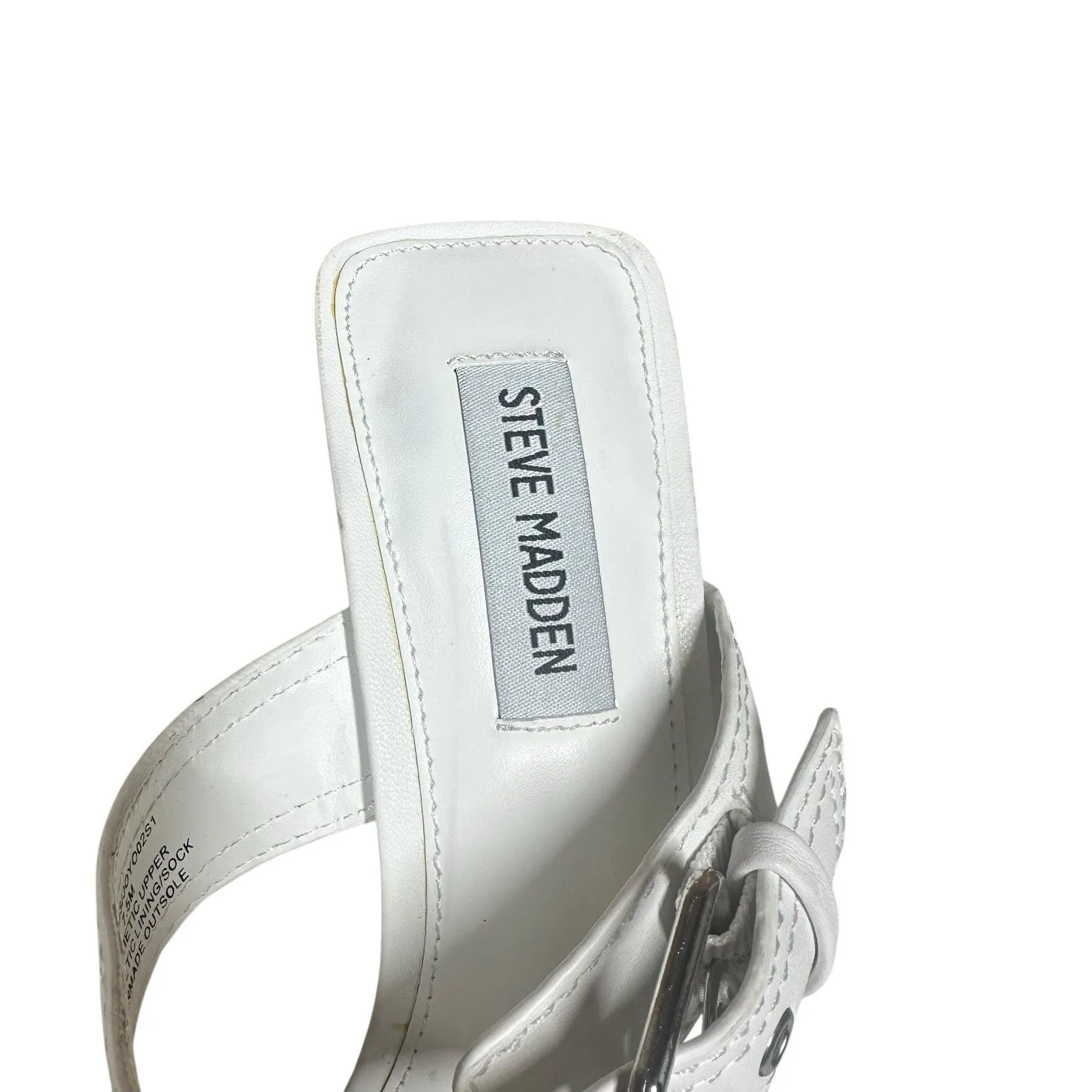 Steve Madden Joyous Y2K White Double Buckle High Heel Stiletto Sandals Size 7.5 - Image 12