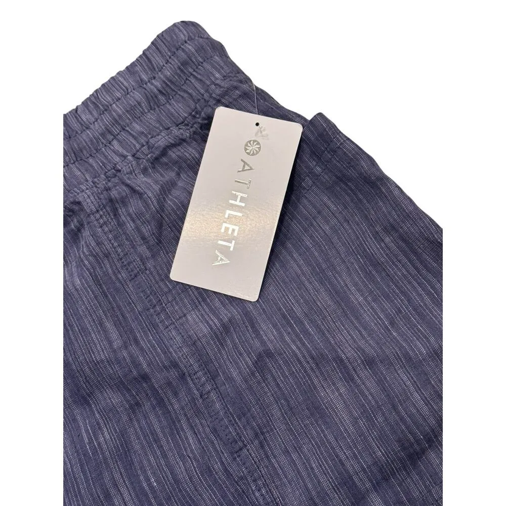 Athleta Cabo Linen Textured 4" Shorts Sz 18 Blue Plus Size Sustainable Comfy NEW - Image 8
