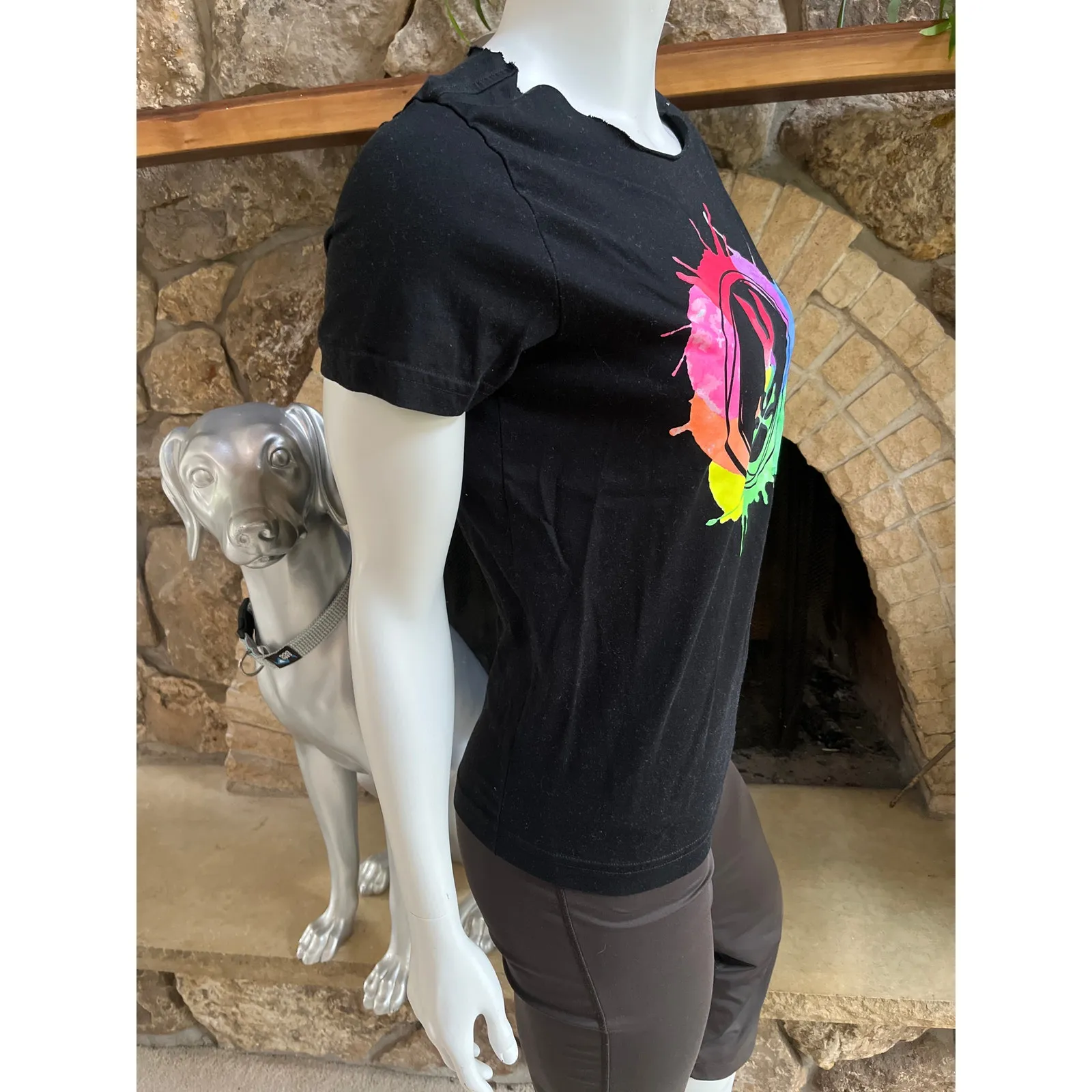 Psycho Bunny Black Short Sleeve Pima Cotton Shirt Women's Size 2 - Image 3