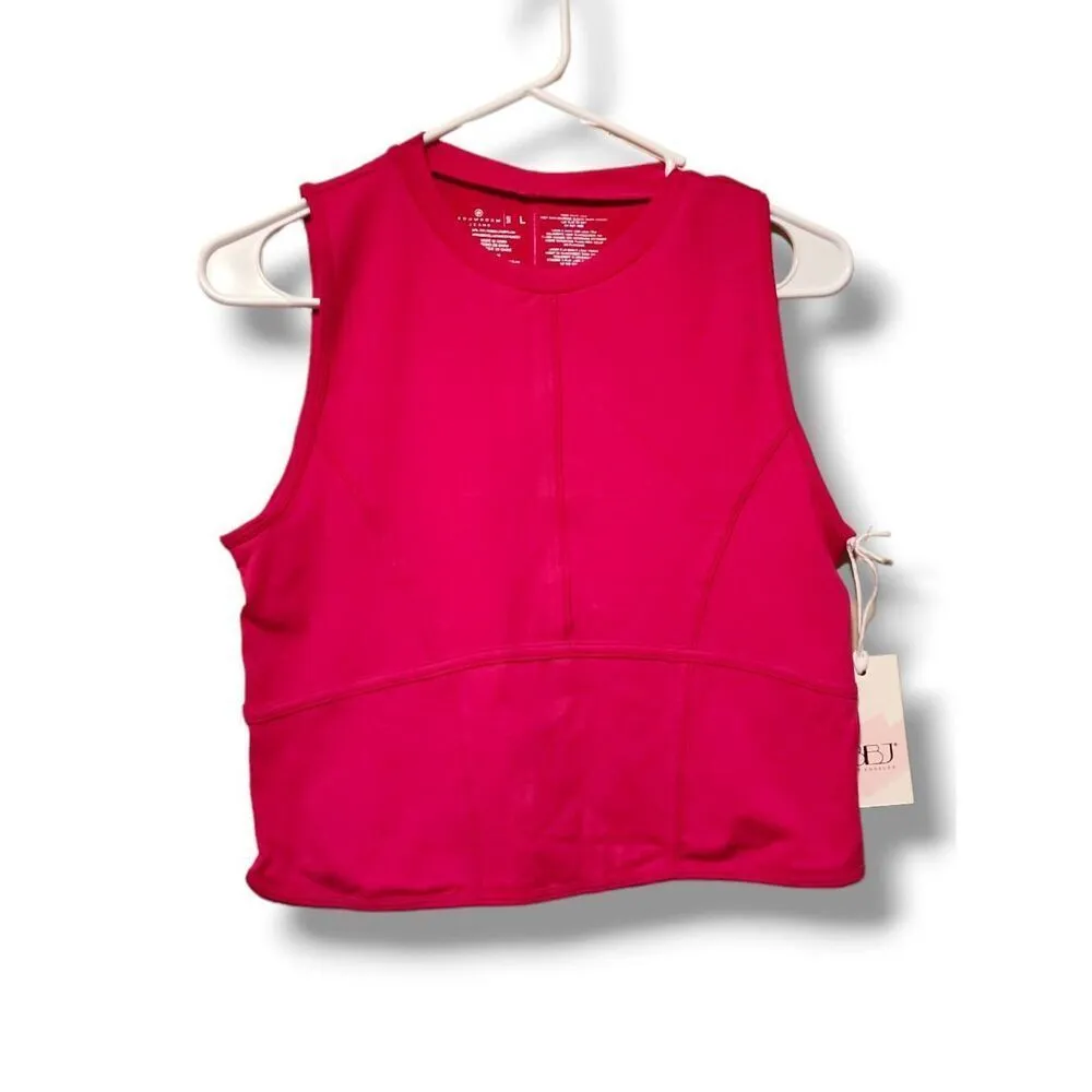 NEW Boom Boom Jeans‎ Women's Pink Fitted Sleeveless Active Top sz L Yoga Gym - Image 2