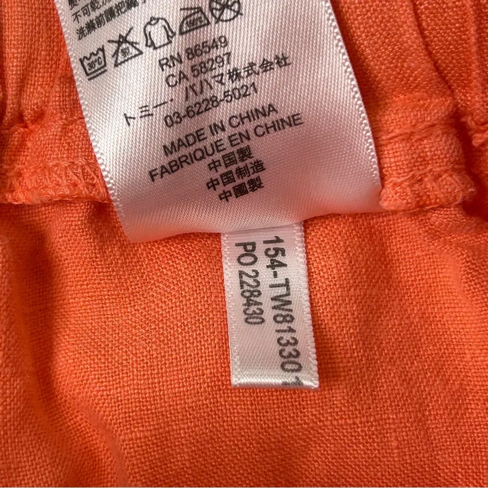 Tommy Bahama Linen Shorts Orange Drawstring Waist Casual Summer Womens Size 16 - Image 5