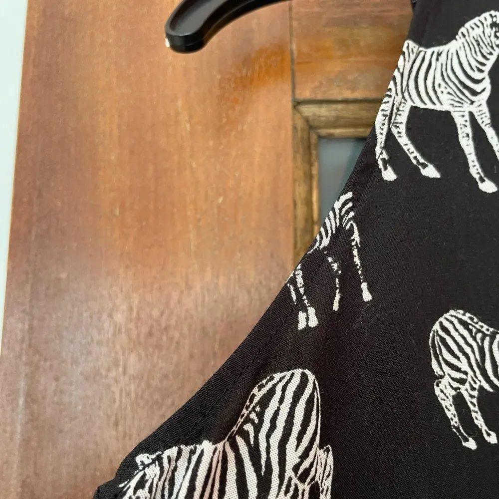 Anthropologie Porridge Zebra Cotton Black Hi-Low Sleeveless Dress w Belt NWOT - Image 11