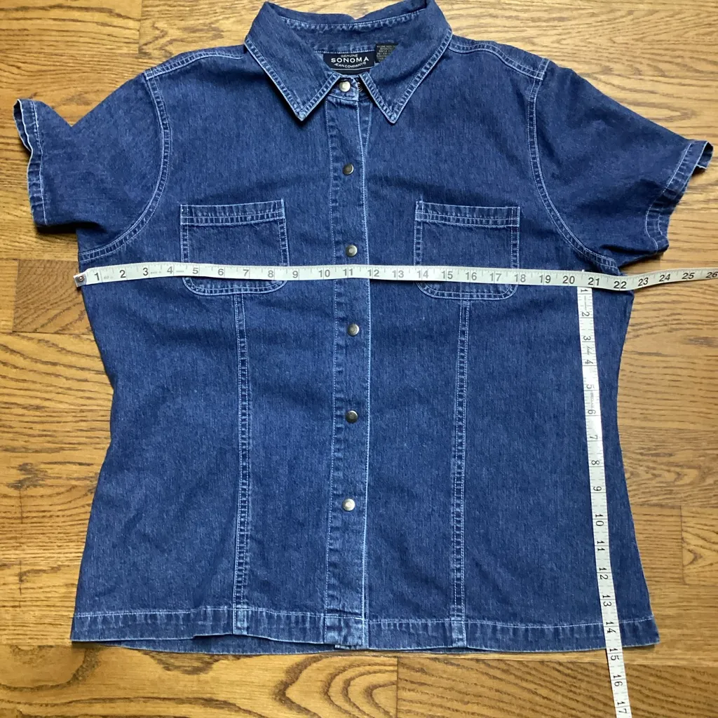 Sonoma snap up ss denim blouse. Size XL - Image 5