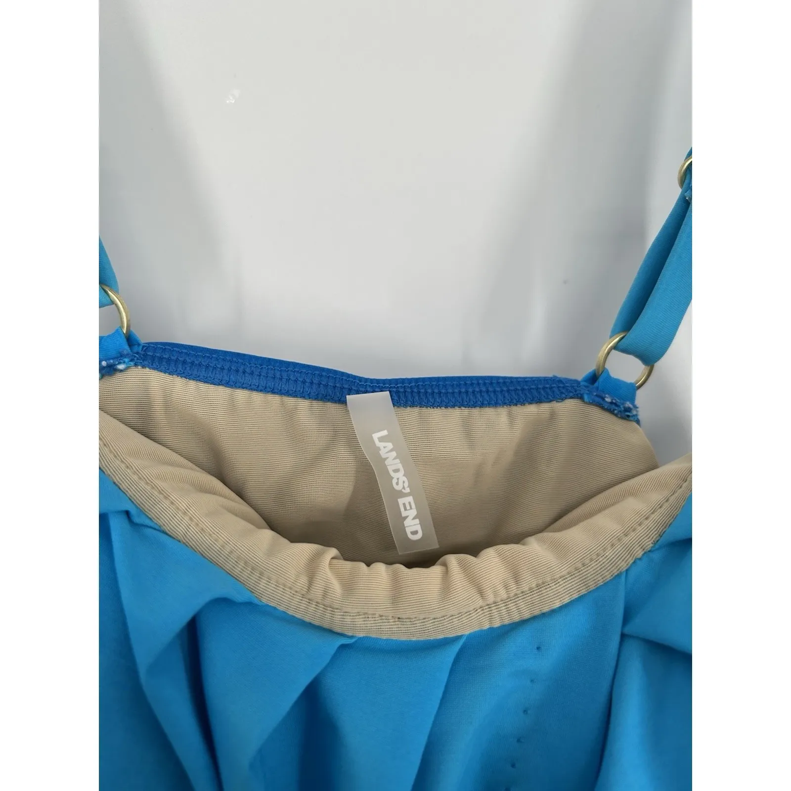 Lands End Tankini Swim Top Bathing Suit Ombre Draped Curtain Spaghetti Straps 14 - Image 5