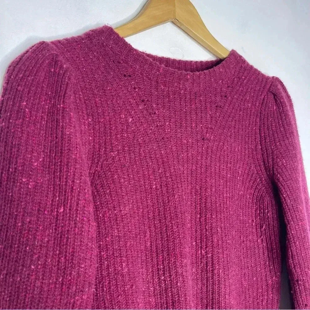 Rebecca Taylor La Via Red Ribbed Peplum Sweater Berry Revolve Size Small - Image 5
