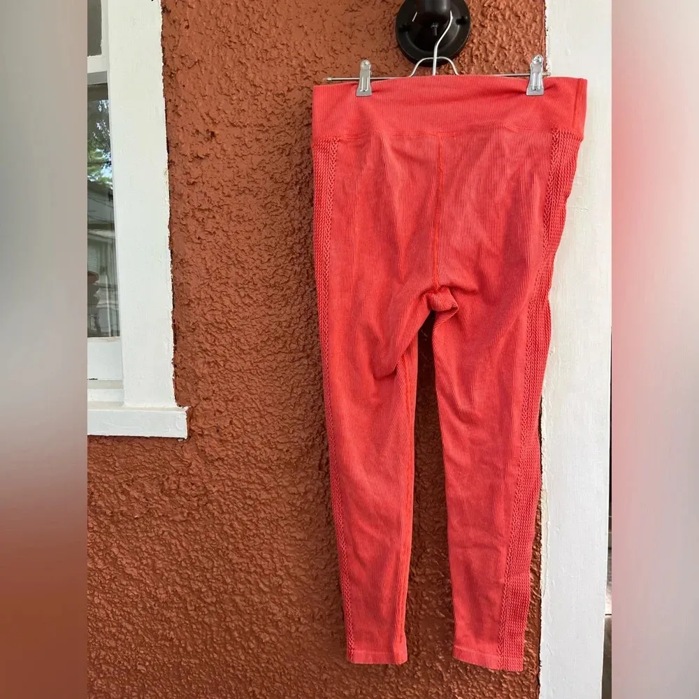 Aerie Offline Womens Leggings Ribbed Braided Texture Coral Orange Unsized - Image 3