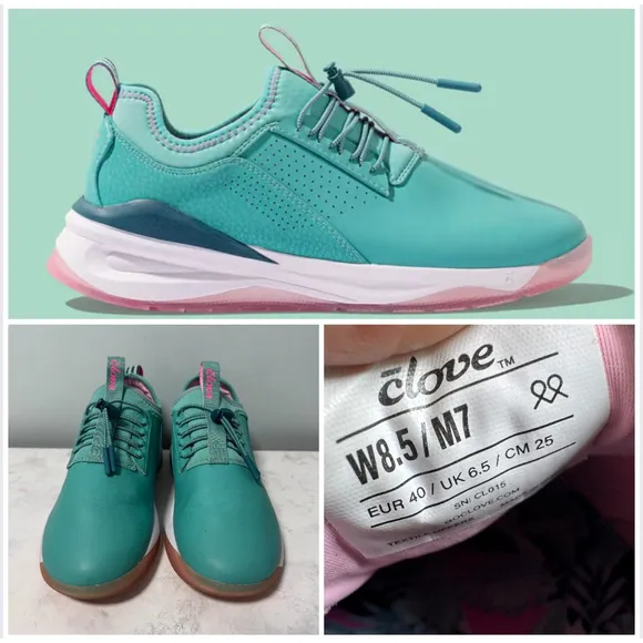 Women's Clove Pacific Palm Sneakers Nurse Healthcare Shoes 8.5 Teal and Pink Green - Image 2