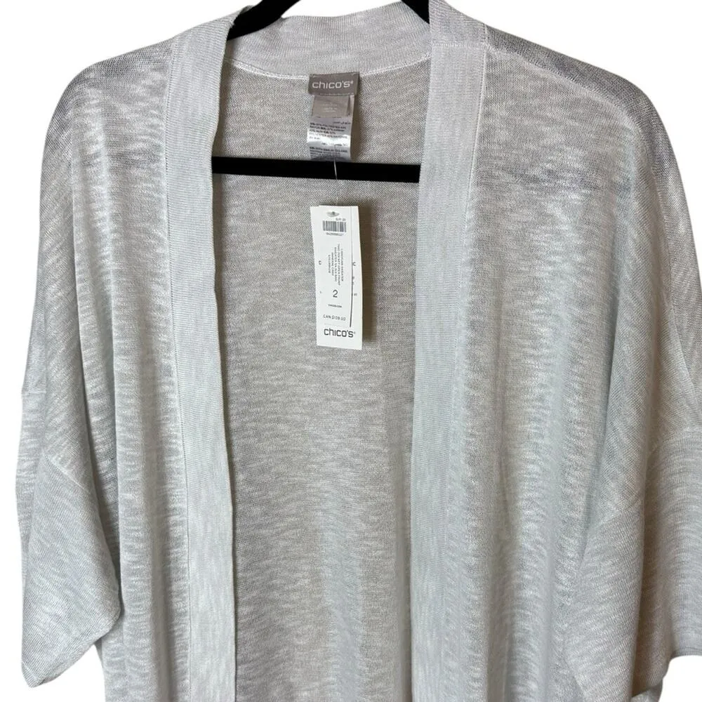 Chico’s Women’s Sz 2 / Large Cardigan Sweater New NWT Retail $99 in Mineral Gray - Image 2