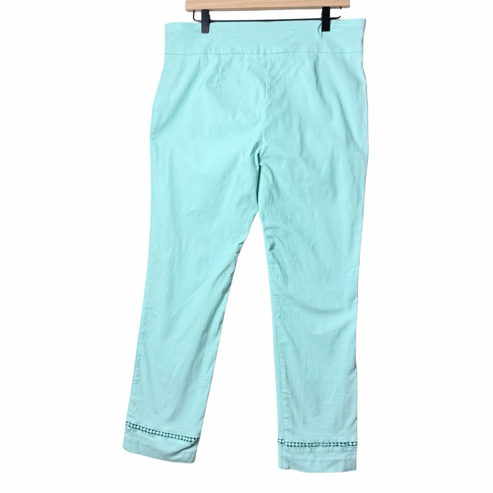 Crown & Ivy Pull On Light Blue Aqua Ankle Detail Cropped Pant Womens Size 14 - Image 2