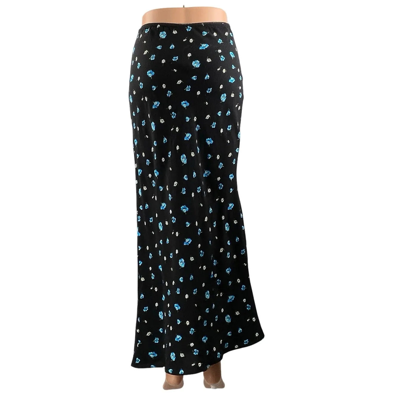 Topshop Tall Ditsy Women's Black Blue Floral Print Maxi Straight Bias Skirt 34 - Image 4