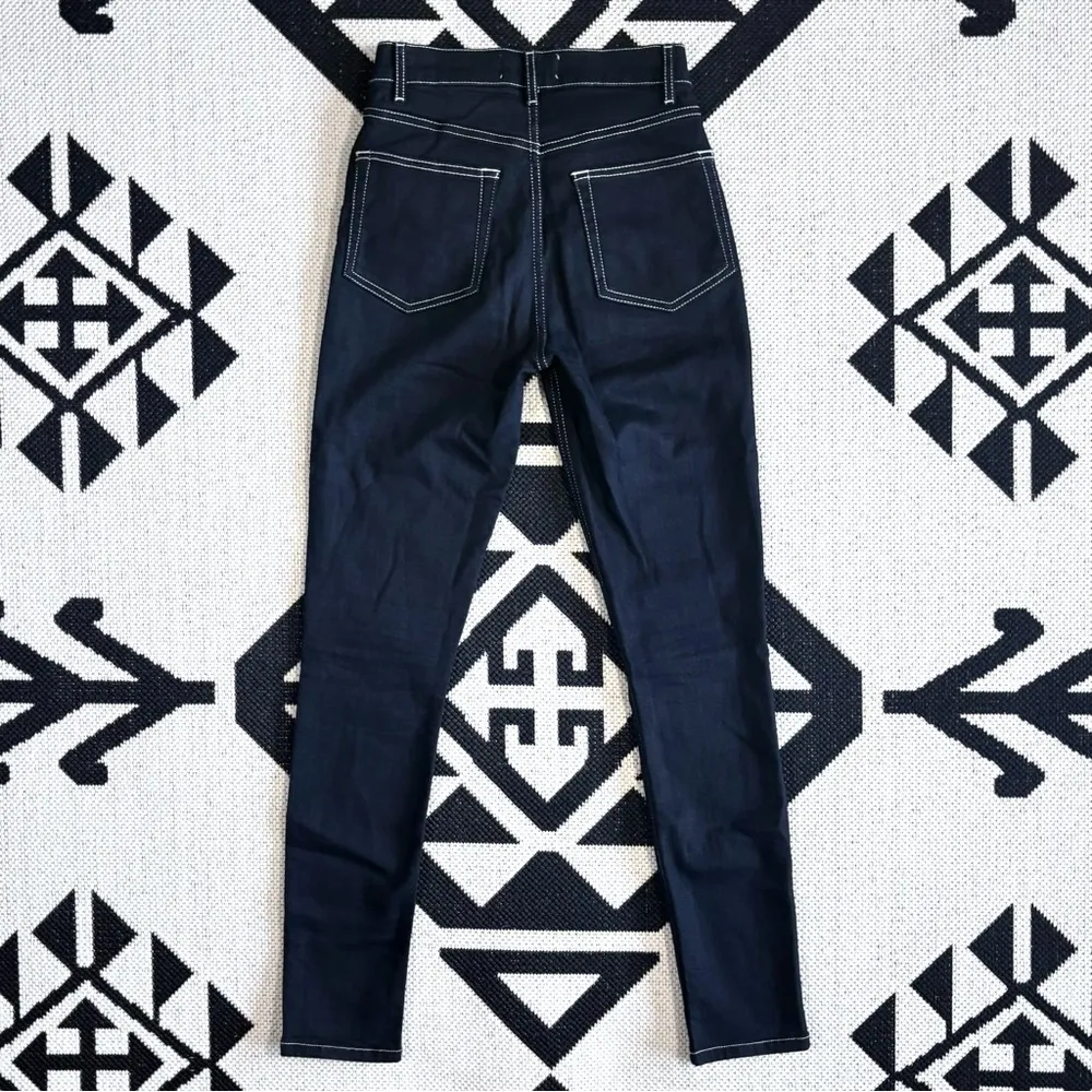 Reformation High & Skinny Contrast Stitch Jeans in Black Wash Size 25 - Image 8