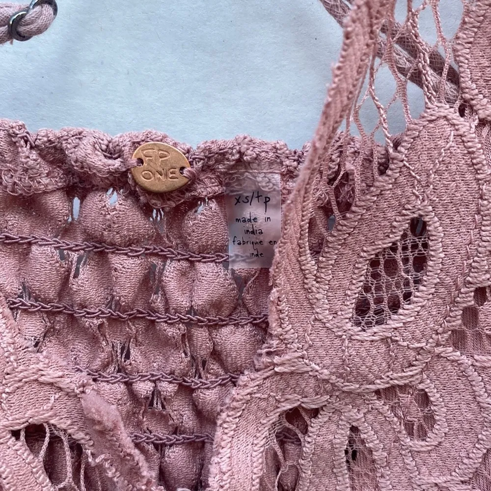 NWT Free People Womens XS Adella lace strappy Slip Dress Dusty Rose Pink - Image 10