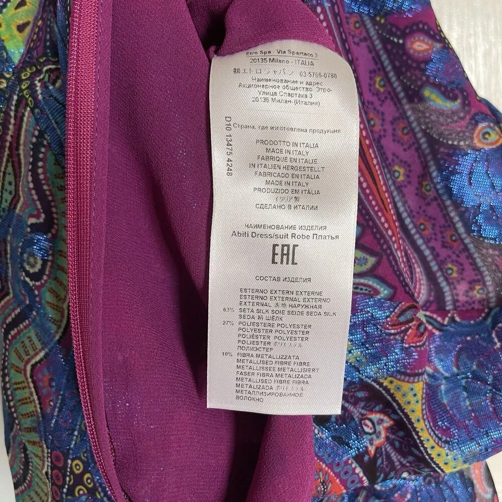 Etro Women Sz 40 Metallic Blue Paisley V - Image 10