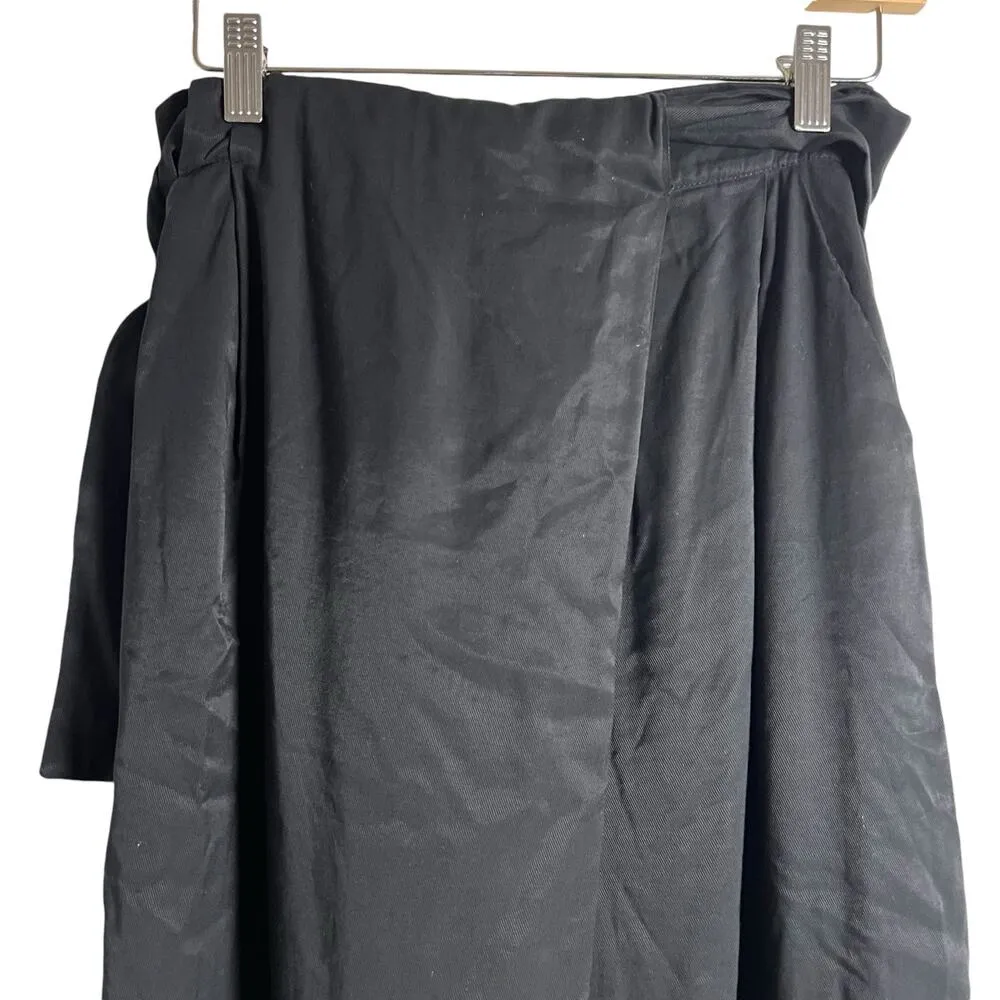 NONchalant Piper Tie Waist High Rise Barrel Leg Black Trouser Pants Size Large - Image 7