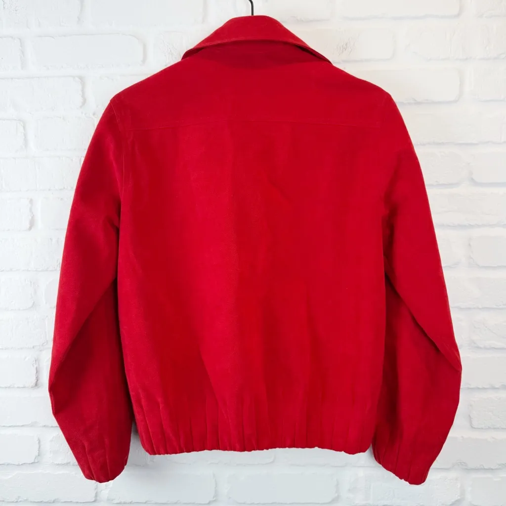 Vintage Gino Rossi for Wilson Red Ultra Suede Jacket Union Made Bomber size 8 - Image 11