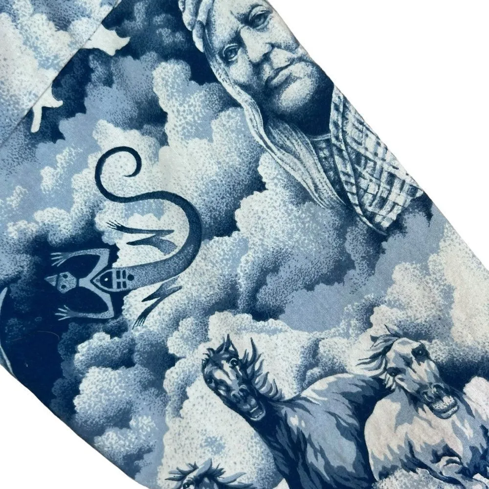 Native Legacy American Springs Cotton Blue Wolf Spirit Horse Petroglyph Kimono - Image 6