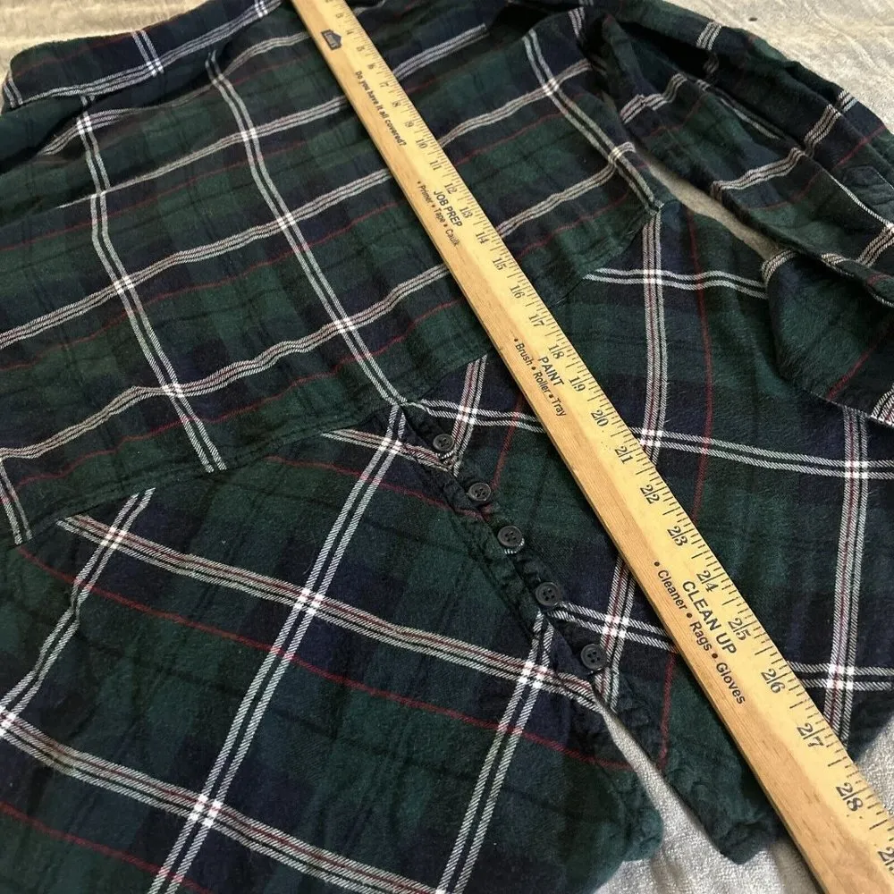 BEACHLUNCHLOUNGE Super Soft Plaid Flannel Button Down Shirt Medium M Blue Grunge - Image 12