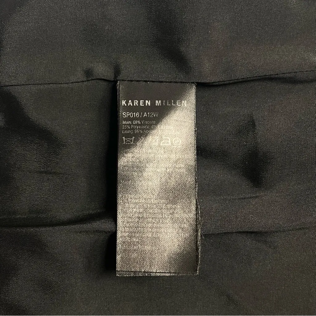 Imperfect Karen Millen Black Knee-Length Pencil Skirt zipper pockets back slit - Image 12