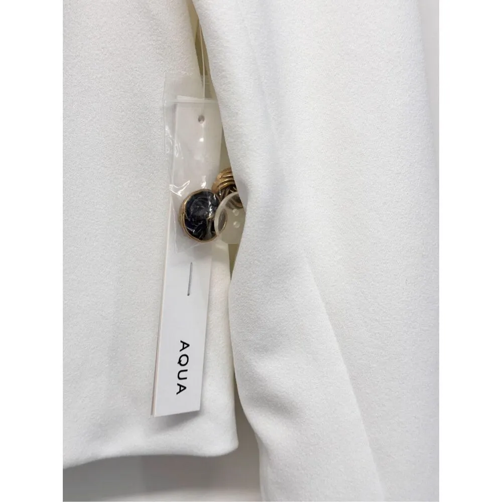 AQUA  Blazer Jacket Size Small Womens Ivory Crepe Cropped Suit NWT - Image 11