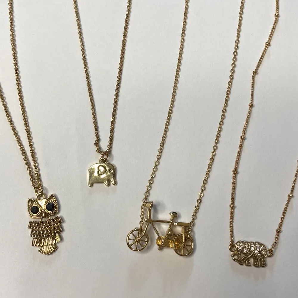 Gold boho owl elephant bicycle fun necklace bundle!! - Image 3