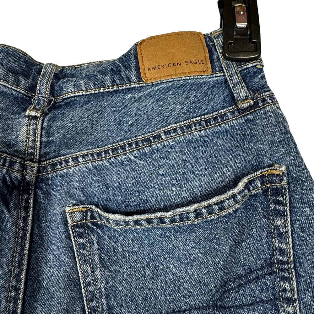 American Eagle SZ 2 Highest Rise 90s Boyfriend Jean Shorts Frayed Hems Whiskered - Image 5