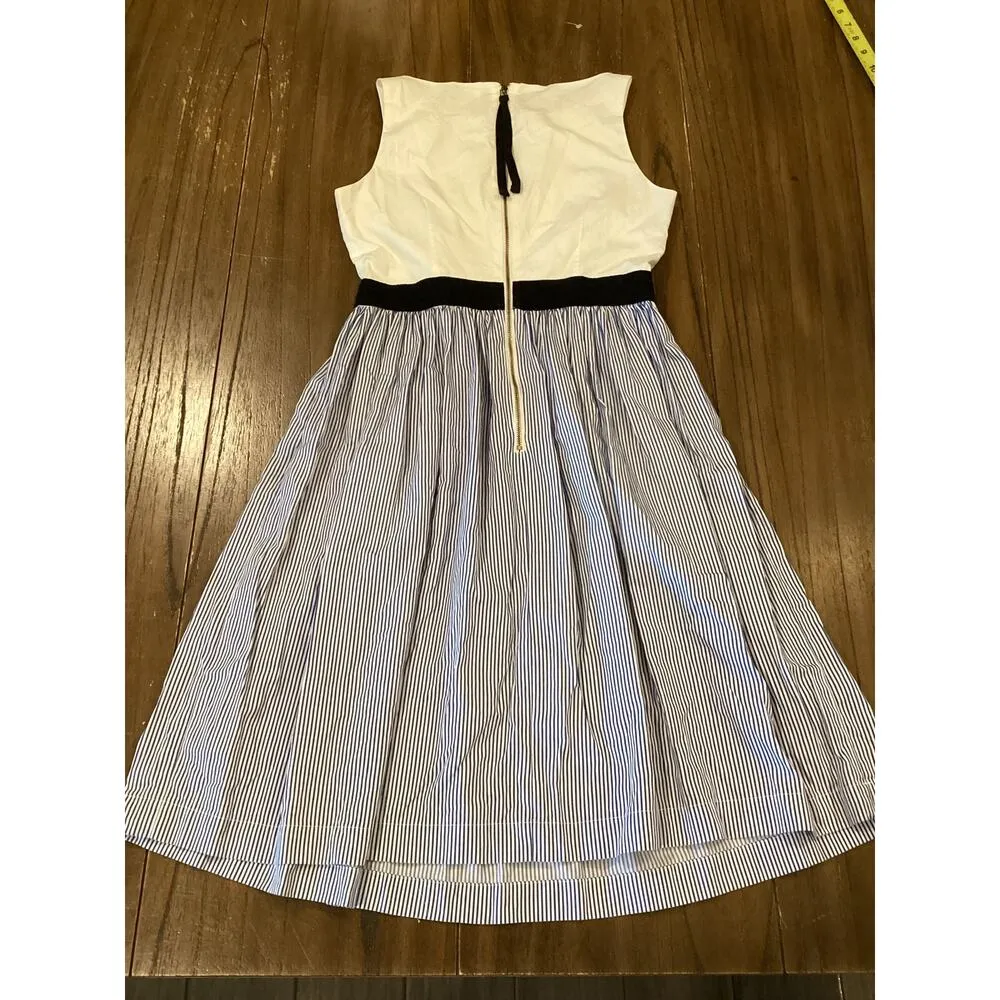 Broome Street Sleeveless Pinstripe Blue White Mini Dress Size 0 - Image 10