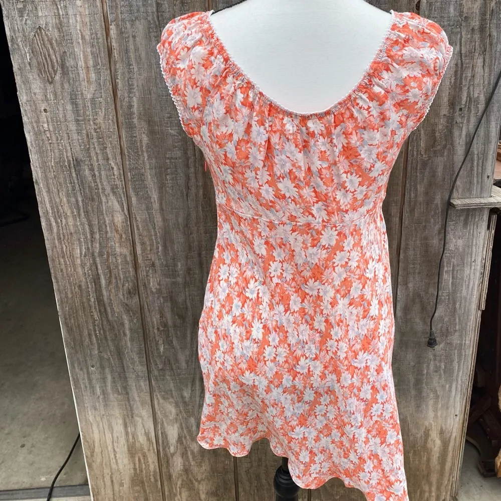 Kimchi Blue  Orange Floral Printed Mini Dress Size M - Image 3