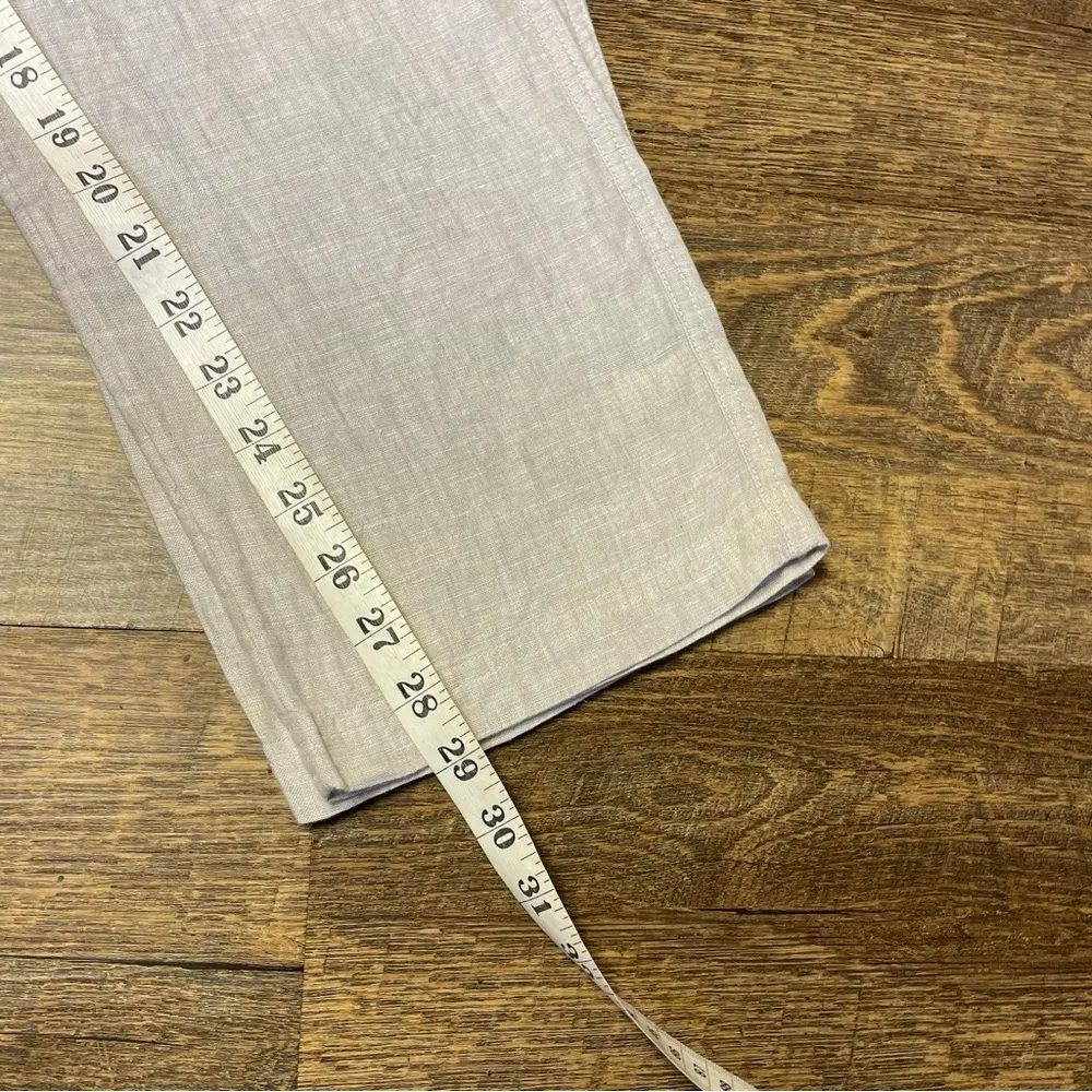 Rachel Zoe 100% Linen Cargo Pants Straight Leg Tie Waist Womens Size Large Beige - Image 10