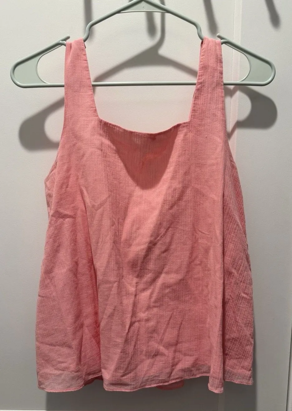 Club Monaco Womens Square Neck Plisse Bow Tank Top Blouse Pink Size Small Box B - Image 1