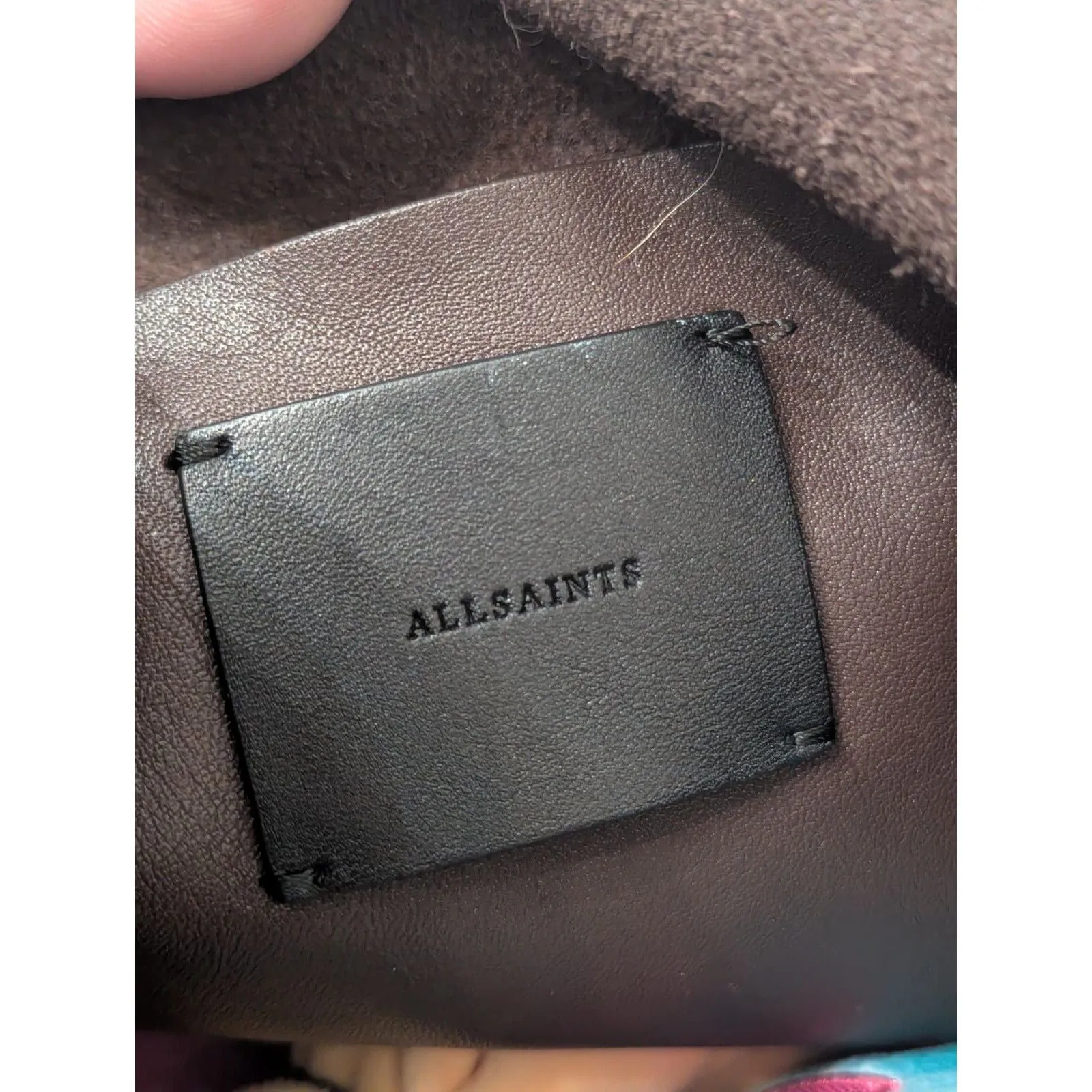 AllSaints Junai Leather Tote Crossbody Bag Brown Studded Studs Shoulder Hobo - Image 3