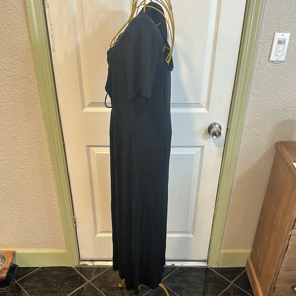 Old Navy Black Fit & Flare Cutout-Front Midi Dress Size XL - Image 5