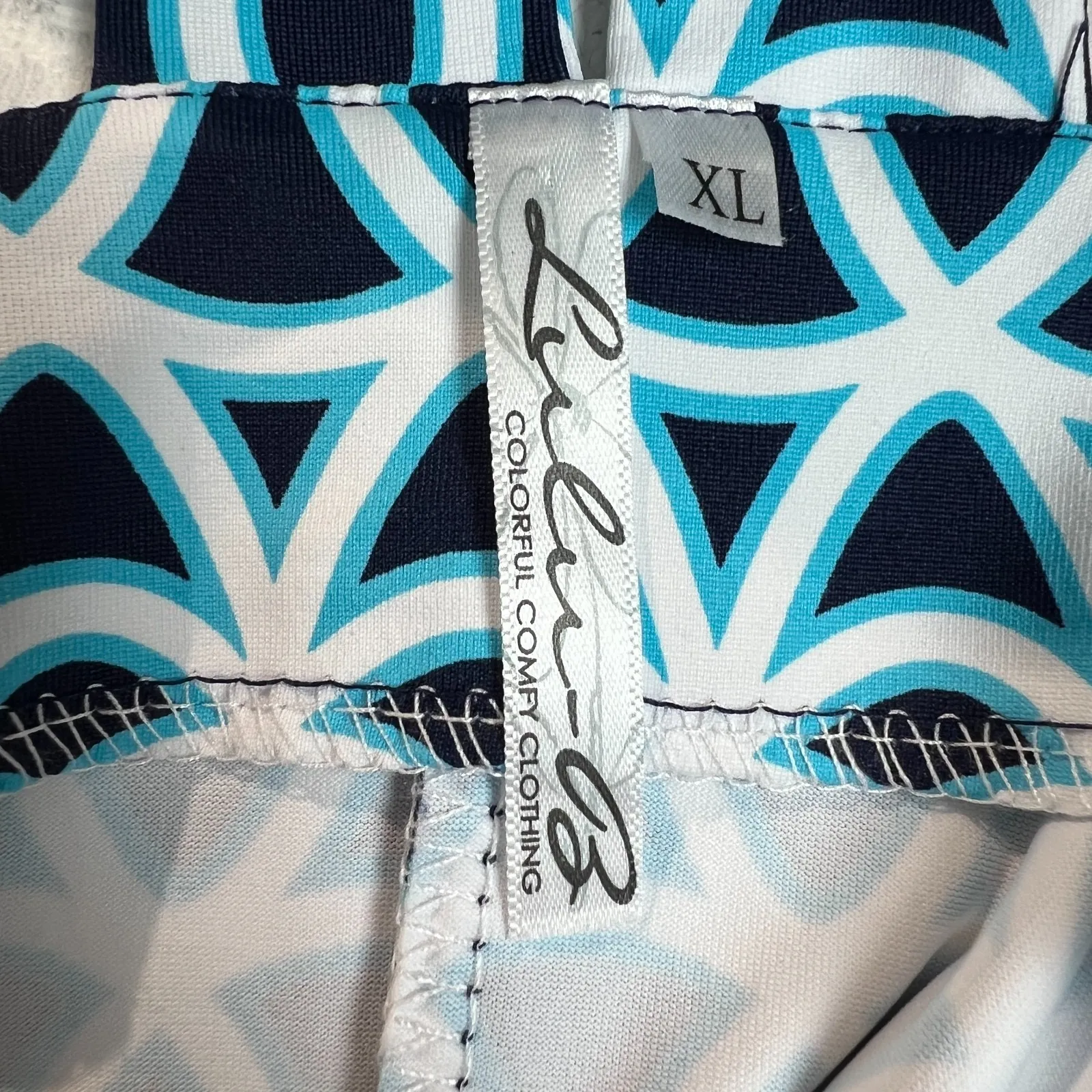 LULU B Dress Womens XL Blue Geometric‎ Sleeveless UPF 50 Strappy Travel Resort - Image 9