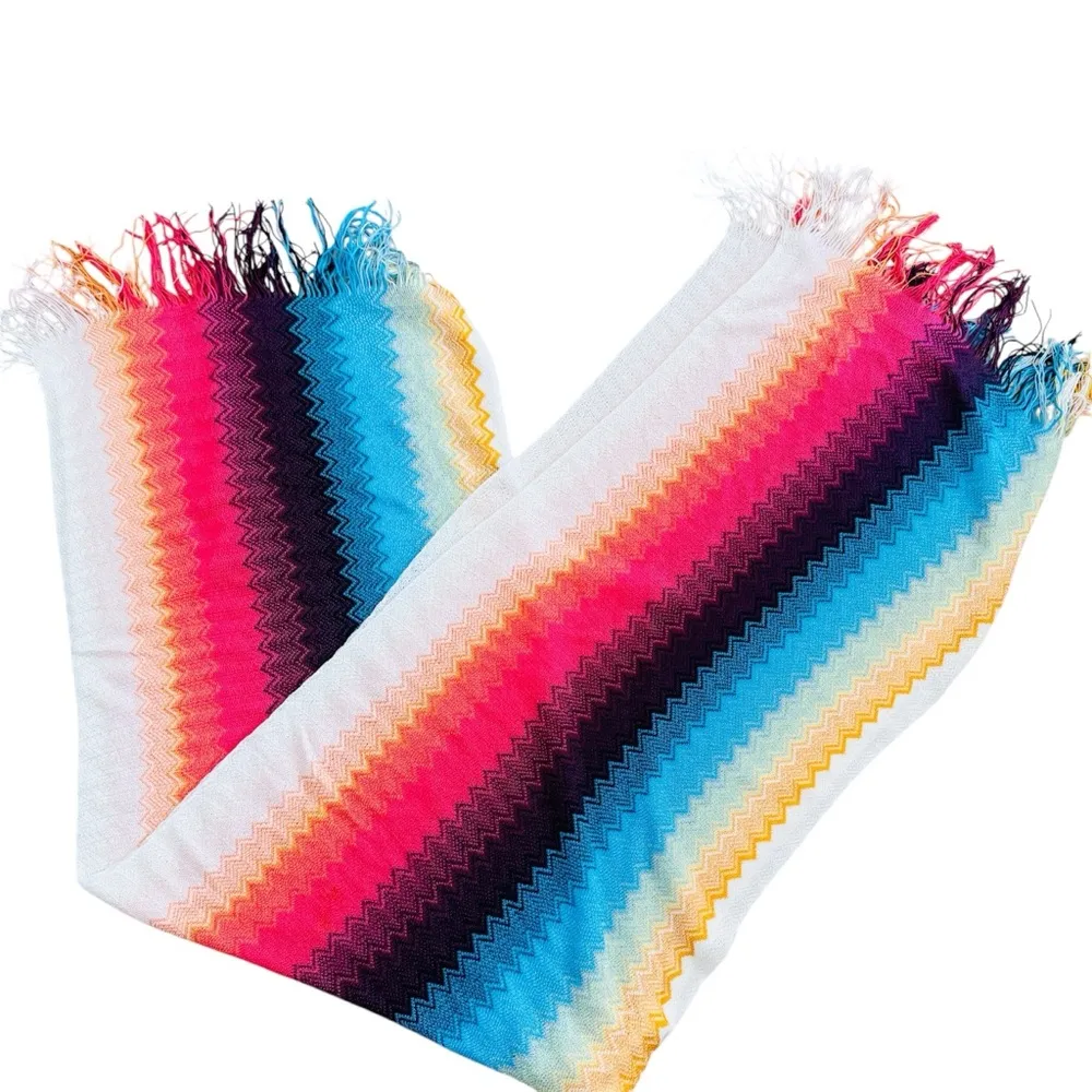 Missoni Mantella 70x90 Multicolor Zigzag Pattern open Poncho NEW Red Size undefined - Image 10