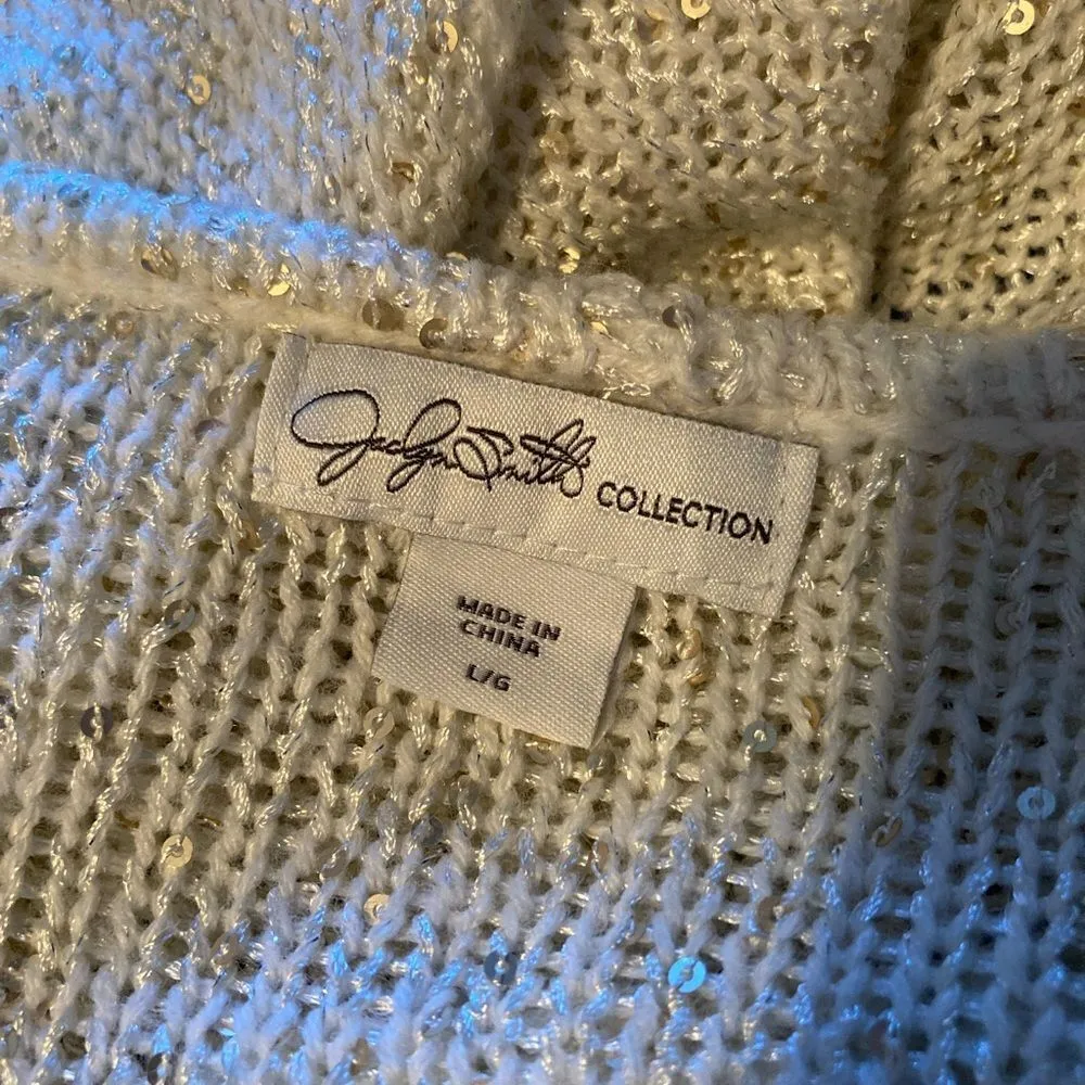 Jaclyn Smith white metallic knit cardigan - Image 2