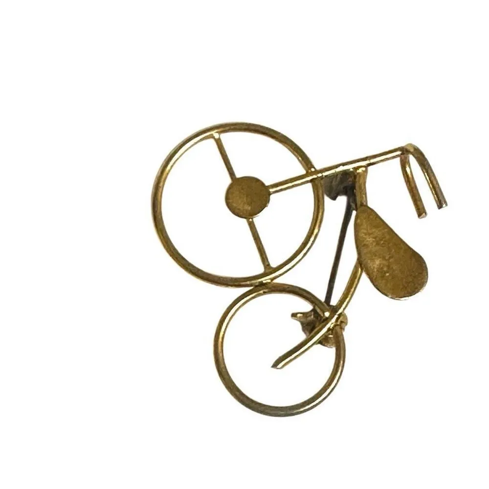 Gold tone vintage bicycle brooch Gold - Image 4