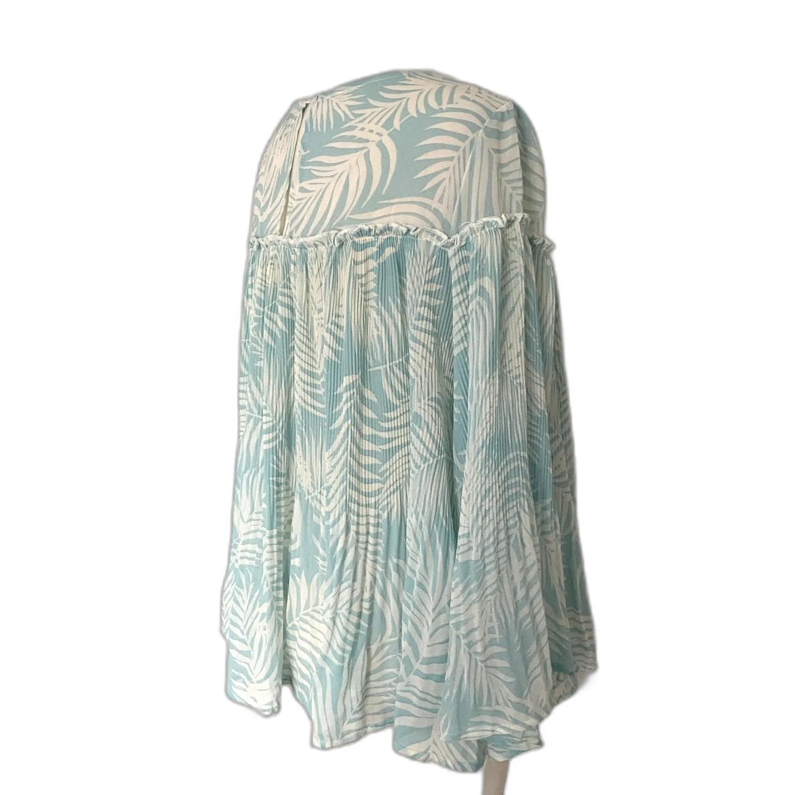Anthropologie Molly Bracken Jungle Mint Sheer Leaf Print Lightweight Blouse Sz L - Image 6