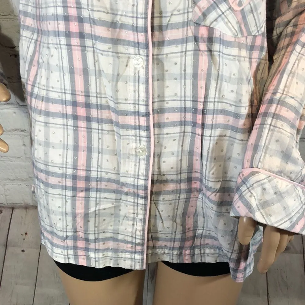 Victoria's Secret Sparkly Button Down Pajama Top M - Image 6